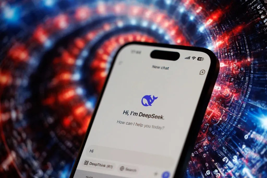 L'application DeepSeek affichée sur un smartphone