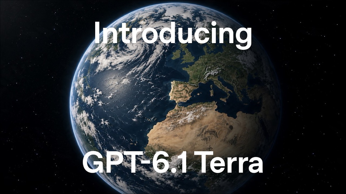 La Terre vue de l'espace avec le texte Introducing GPT-6.1 Terra