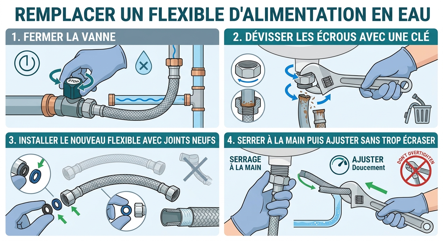 Remplacer un flexible d'alimentation.